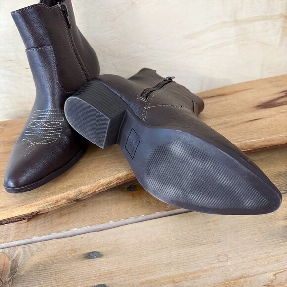 NWOT Sun + Stone Western Booties Brown‎ Cowboy 7 SS Grangerr - Picture 4 of 9